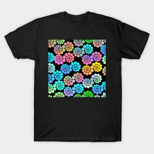 Graphic Spiraling Circles on Black T-Shirt